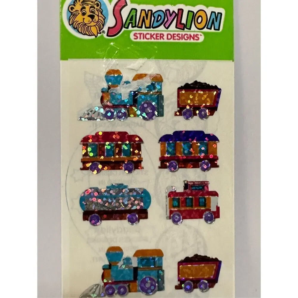 Sandylion Train-Themed Glitter Stickers